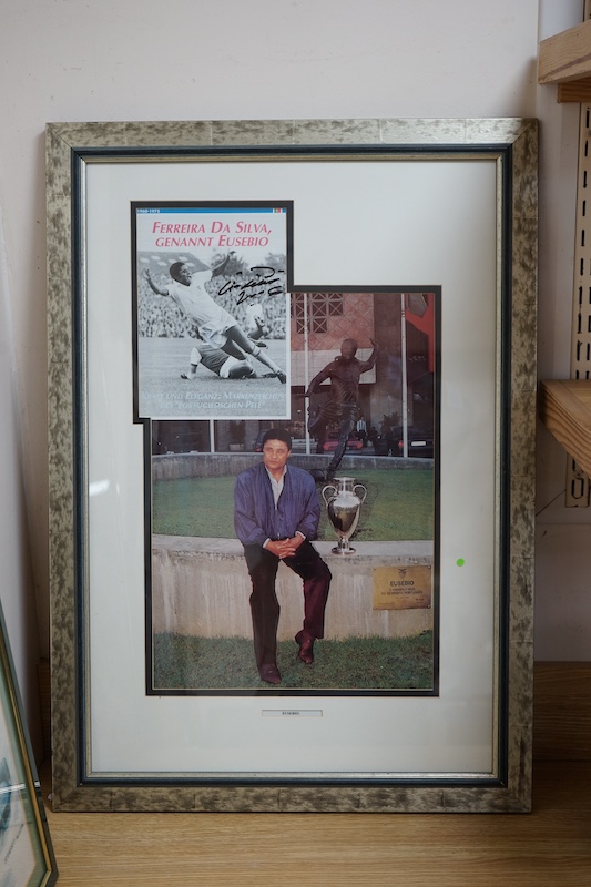 Eusebio, football interest signed colour photograph, label verso, overall 76 x 53cm. Condition - good